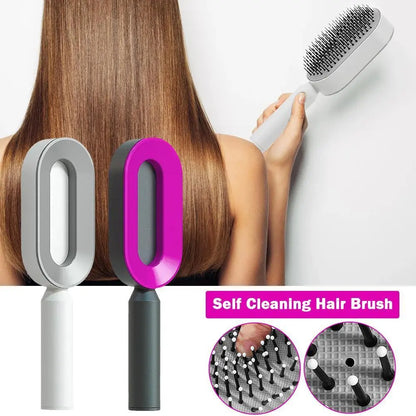 Self-Cleaning Hair Brush - 3D Air Cushion, Beauty, DIY, Elegant, Gift for Her, Hair Brush, Hair Care Revolution, Haircare, Luxury, Premium Quality, Scalp Massage, Self Cleaning, Self-Cleaning Comb, Stylish Hair Accessories, Women's Hairbrush