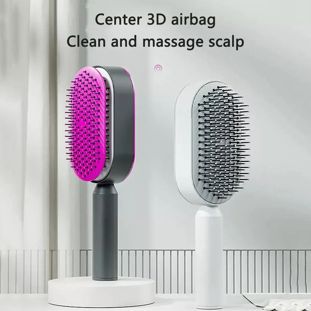 Self-Cleaning Hair Brush - 3D Air Cushion, Beauty, DIY, Elegant, Gift for Her, Hair Brush, Hair Care Revolution, Haircare, Luxury, Premium Quality, Scalp Massage, Self Cleaning, Self-Cleaning Comb, Stylish Hair Accessories, Women's Hairbrush