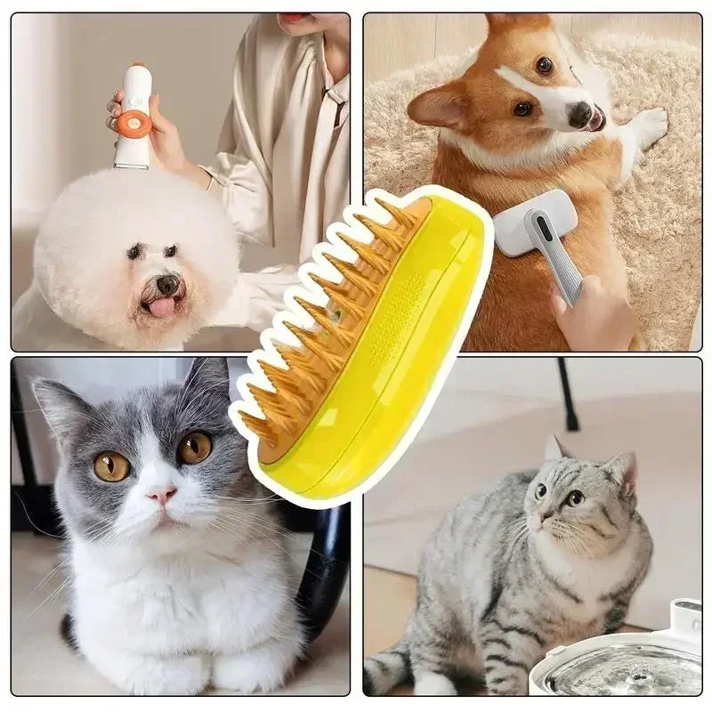 Steam brush for pets - 3-in-1 Grooming Tool, ABS Material, Cat Grooming, Dog Grooming, Electric Pet Brush, Hair Removal, Pet Accessories, Pet Care Products, Pet Grooming, Pet Massage Comb, Pet Supplies