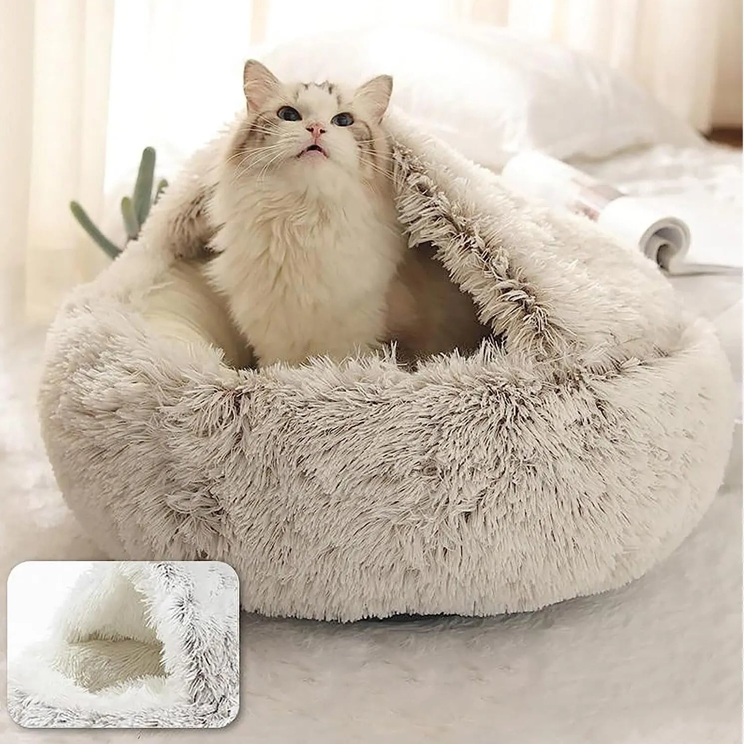 Soft Plush Pet Bed - 2-in-1 Pet Bed, 3-in-1 Grooming Tool, cat bed, Cozy Cat Bed, DIY, Dog Bed, Pet Bed, Pet Care Products, Pet Grooming, Pet Mattress